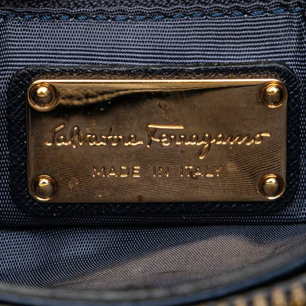 Pre-owned Ferragamo Leather Tracy Vara Satchel Blue