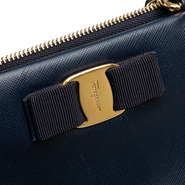 Pre-owned Ferragamo Leather Tracy Vara Satchel Blue