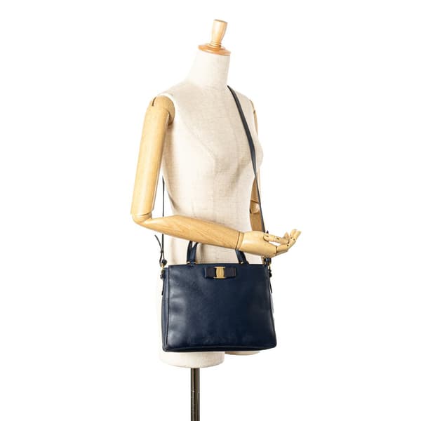 Pre-owned Ferragamo Leather Tracy Vara Satchel Blue
