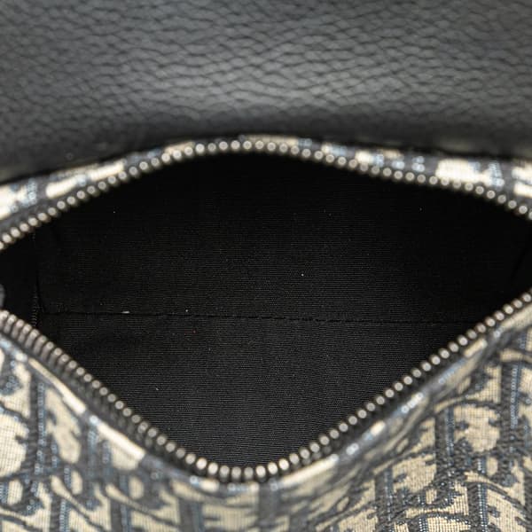 Pre-owned Dior Mini Oblique Canvas Roller Saddle Bag Blue