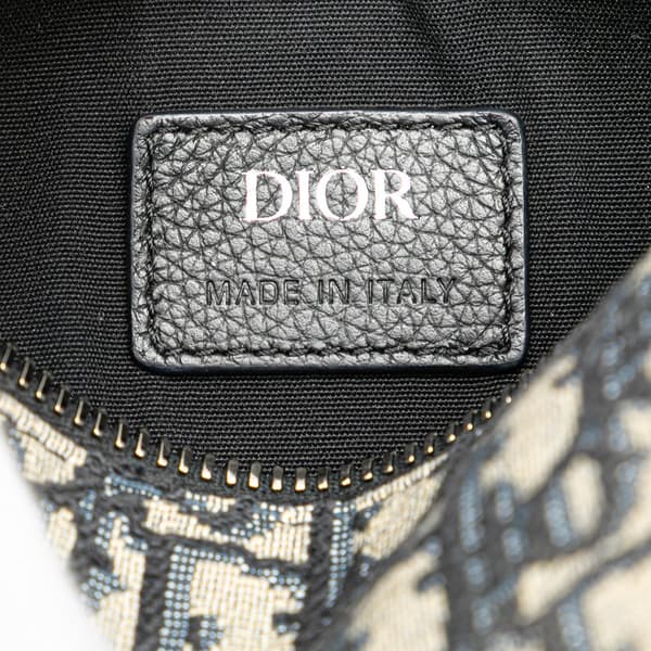 Pre-owned Dior Mini Oblique Canvas Roller Saddle Bag Blue