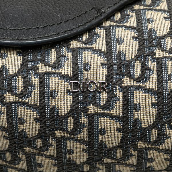Pre-owned Dior Mini Oblique Canvas Roller Saddle Bag Blue