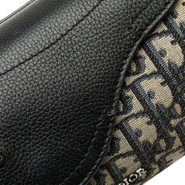 Pre-owned Dior Mini Oblique Canvas Roller Saddle Bag Blue