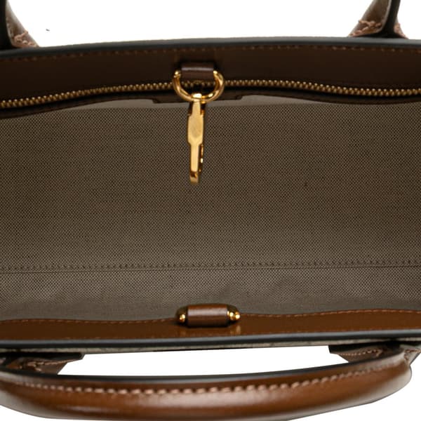 Pre-owned Gucci Small GG Supreme Interlocking G Tote Brown