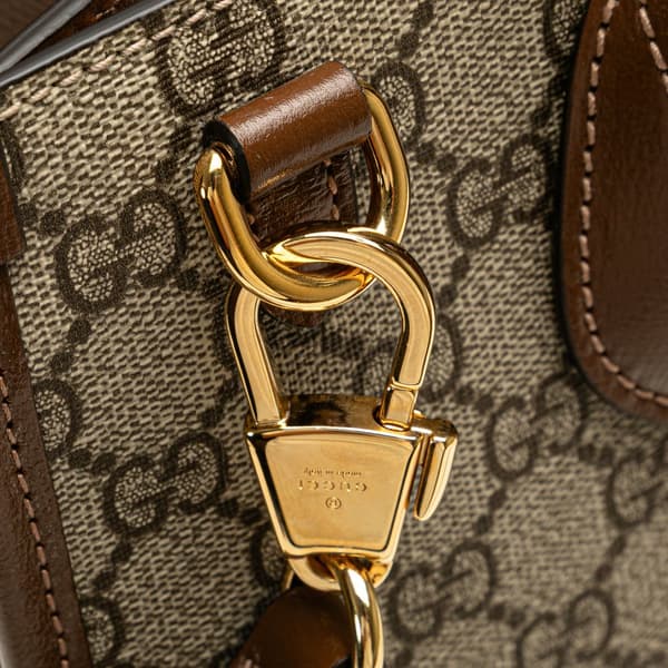 Pre-owned Gucci Small GG Supreme Interlocking G Tote Brown