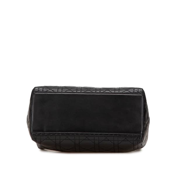 Pre-owned Dior Medium Lambskin Cannage Lady Dior Black