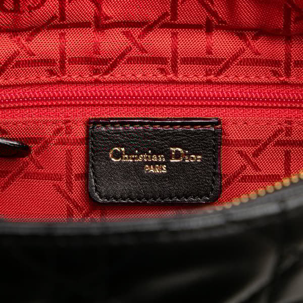 Pre-owned Dior Medium Lambskin Cannage Lady Dior Black