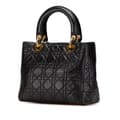 Miniatyrbild 2 av 10: Pre-owned Dior Medium Lambskin Cannage Lady Dior Black