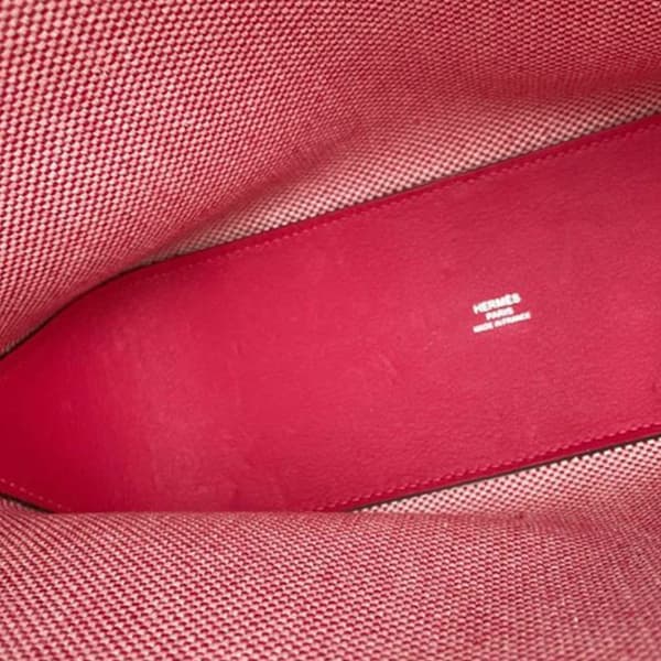 Pre-owned Hermès Toile and Swift Cabas H en Biais 27 Pink