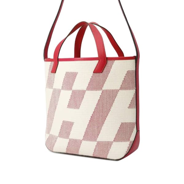 Pre-owned Hermès Toile and Swift Cabas H en Biais 27 Pink