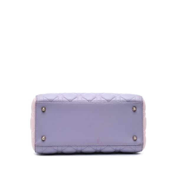 Pre-owned Dior Medium Tricolor Lambskin Cannage Lady Dior Purple