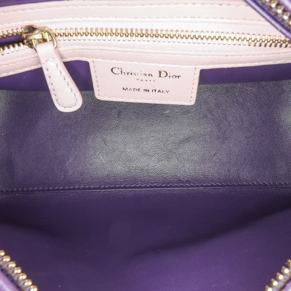 Pre-owned Dior Medium Tricolor Lambskin Cannage Lady Dior Purple