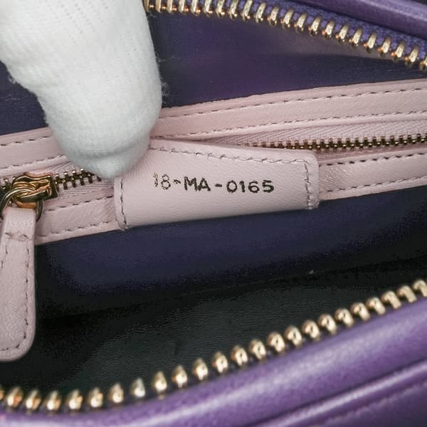 Pre-owned Dior Medium Tricolor Lambskin Cannage Lady Dior Purple