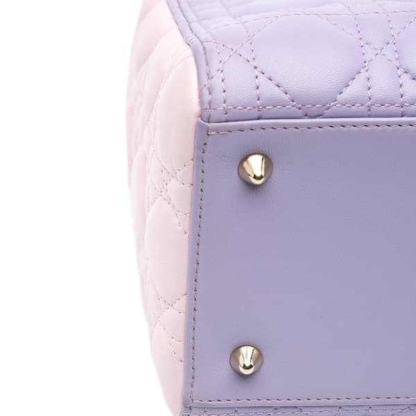 Pre-owned Dior Medium Tricolor Lambskin Cannage Lady Dior Purple
