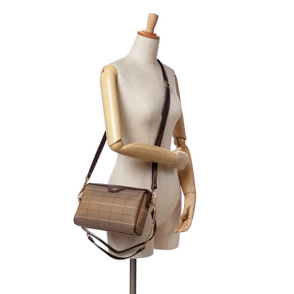 Pre-owned Burberry Vintage Check Canvas Satchel Brown