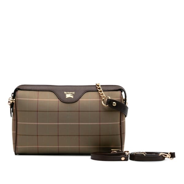 Pre-owned Burberry Vintage Check Canvas Satchel Brown