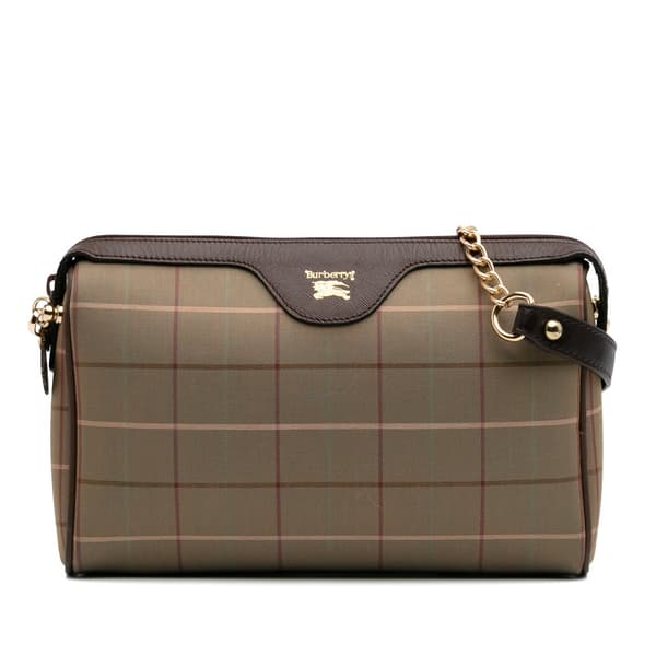 Pre-owned Burberry Vintage Check Canvas Satchel Brown