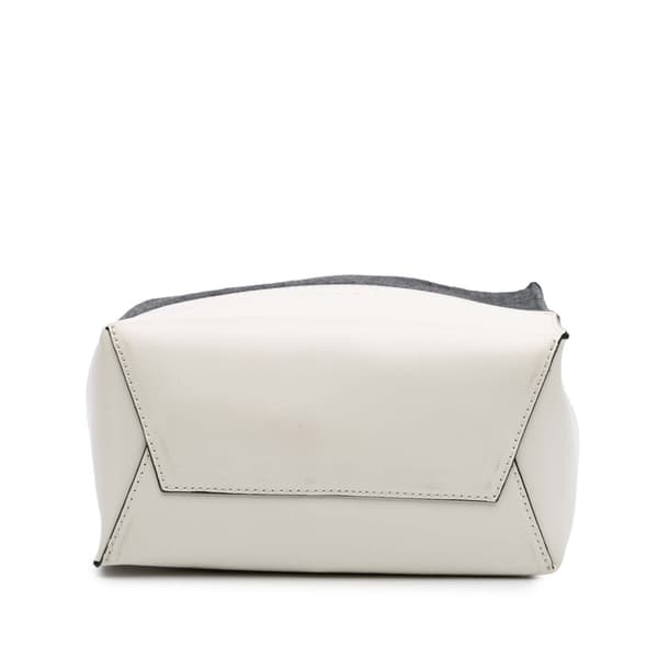 Pre-owned Marni Felt Trimmed Leather Museo Shopper Tote Gray