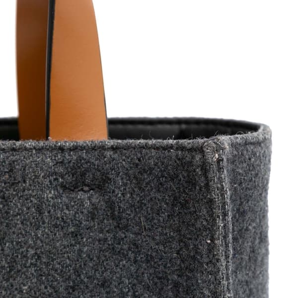 Pre-owned Marni Felt Trimmed Leather Museo Shopper Tote Gray