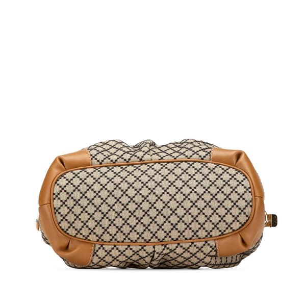 Pre-owned Gucci Diamante Canvas Sukey Satchel Brown
