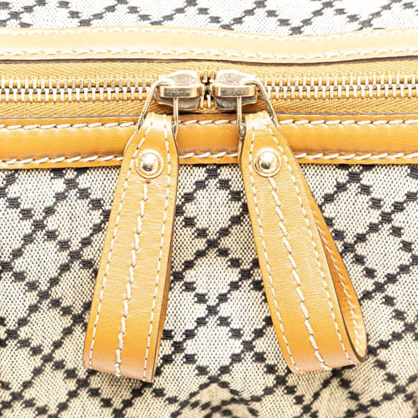 Pre-owned Gucci Diamante Canvas Sukey Satchel Brown
