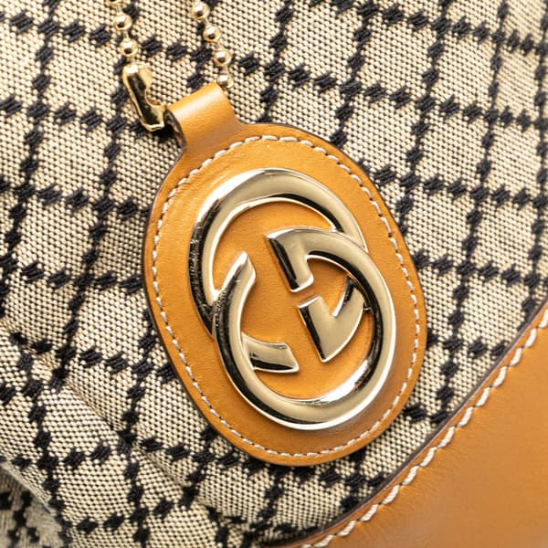 Pre-owned Gucci Diamante Canvas Sukey Satchel Brown