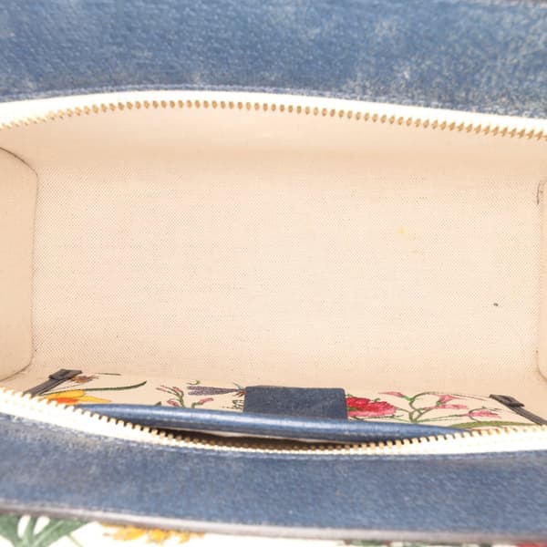 Pre-owned Gucci Medium Canvas Flora Satchel White