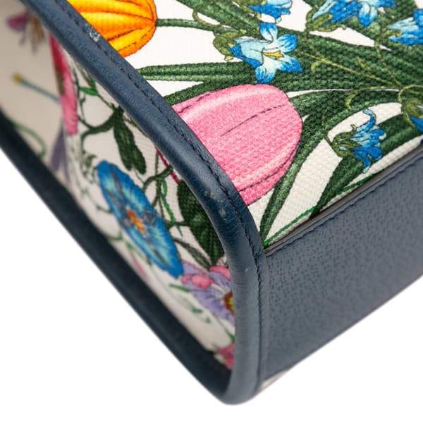 Pre-owned Gucci Medium Canvas Flora Satchel White