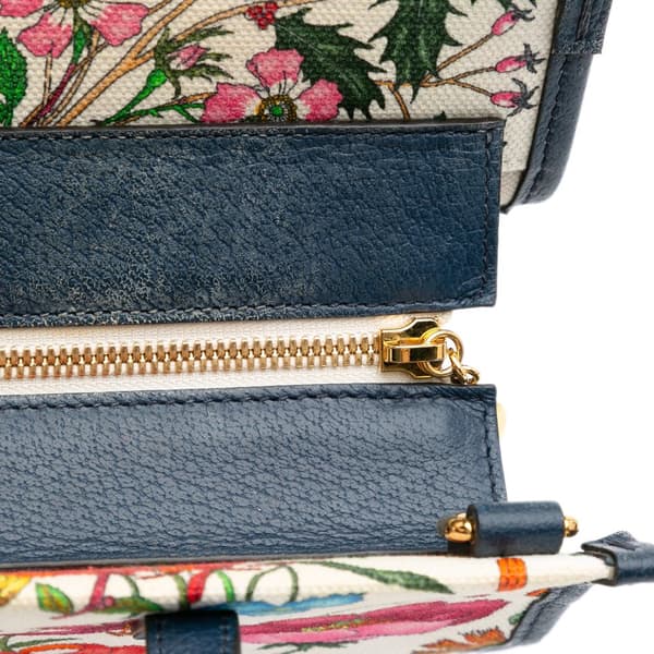 Pre-owned Gucci Medium Canvas Flora Satchel White