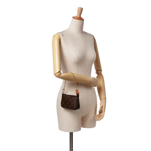 Pre-owned Louis Vuitton Monogram Mini Pochette Accessoires Brown
