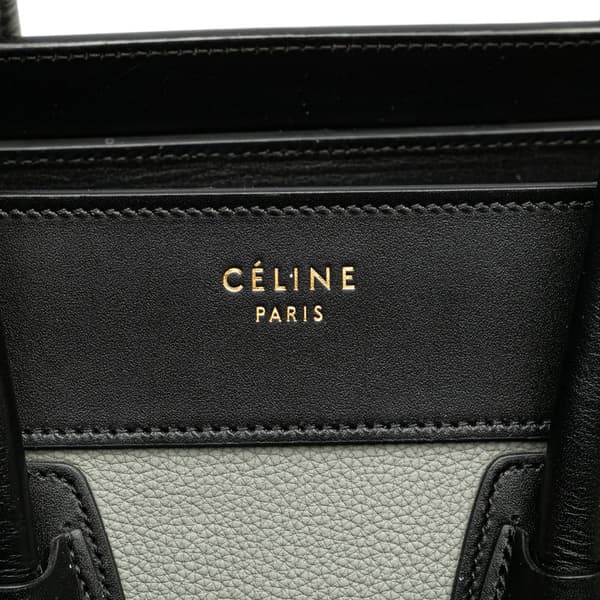 Pre-owned Celine Micro Tricolor Leather Luggage Tote Gray