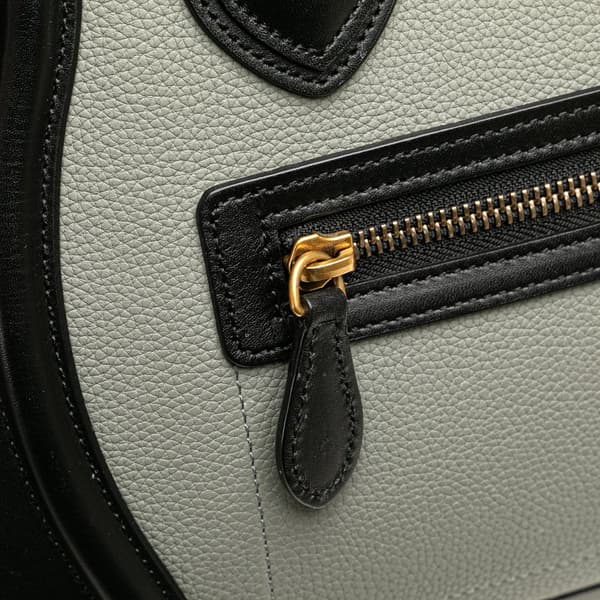 Pre-owned Celine Micro Tricolor Leather Luggage Tote Gray
