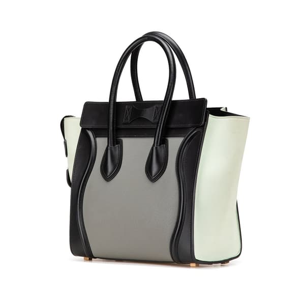 Pre-owned Celine Micro Tricolor Leather Luggage Tote Gray