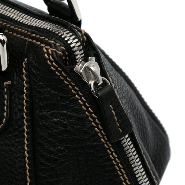 Pre-owned Chanel Medium Pebbled Calfskin LAX Tassel Handbag Black