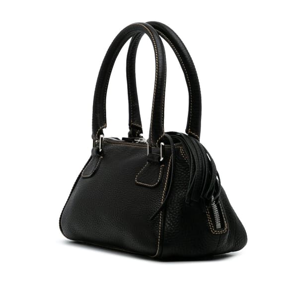 Pre-owned Chanel Medium Pebbled Calfskin LAX Tassel Handbag Black