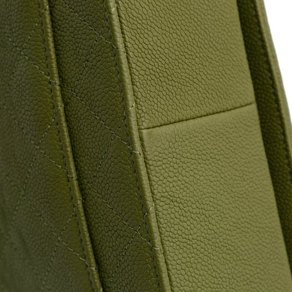 Pre-owned Chanel Medium Quilted Caviar Thread Around Flap Green