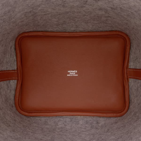 Pre-owned Hermès Felt and Swift Picotin Lock 18 Gray