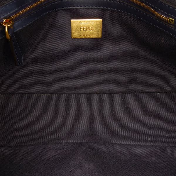 Pre-owned Fendi Zucca Embroidered Canvas Baguette Satchel Blue