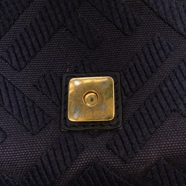 Pre-owned Fendi Zucca Embroidered Canvas Baguette Satchel Blue