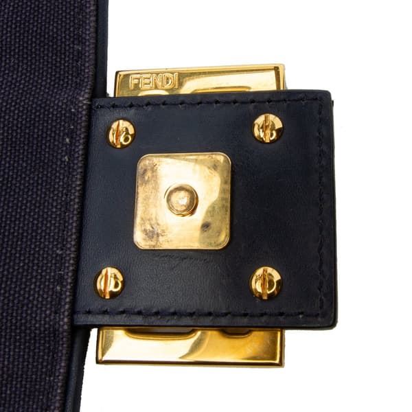 Pre-owned Fendi Zucca Embroidered Canvas Baguette Satchel Blue