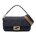 Miniatyrbild 1 av 10: Pre-owned Fendi Zucca Embroidered Canvas Baguette Satchel Blue