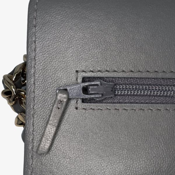 Pre-owned Chanel Quilted Lambskin 19 Wallet on Chain Gray