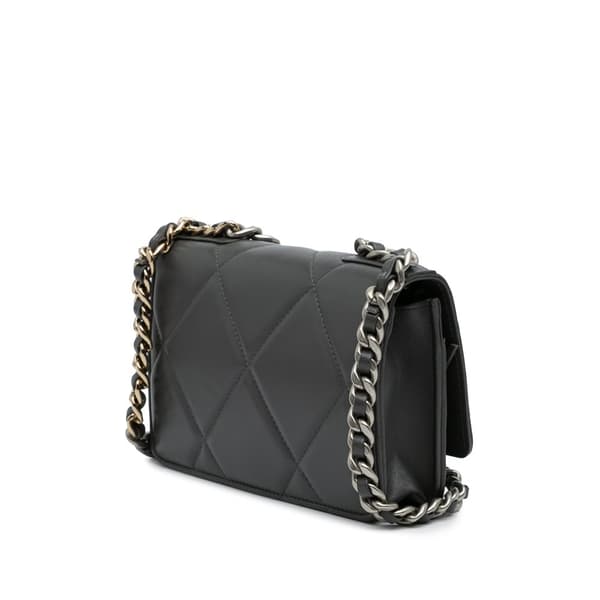 Pre-owned Chanel Quilted Lambskin 19 Wallet on Chain Gray