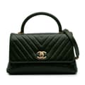 Miniatyrbild 1 av 10: Pre-owned Chanel Medium Chevron Aged Calfskin Coco Top Handle Bag Green