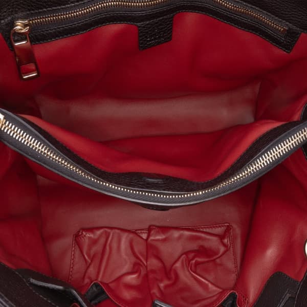 Pre-owned Gucci Medium Pony Hair Bamboo Shopper Satchel Red