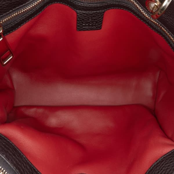 Pre-owned Gucci Medium Pony Hair Bamboo Shopper Satchel Red