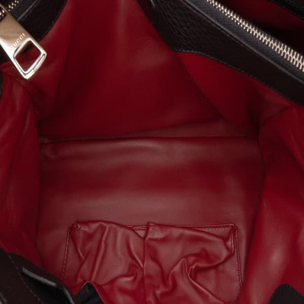 Pre-owned Gucci Medium Pony Hair Bamboo Shopper Satchel Red