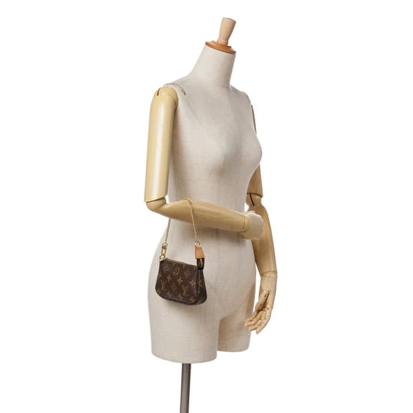 Pre-owned Louis Vuitton Monogram Mini Pochette Accessoires Brown