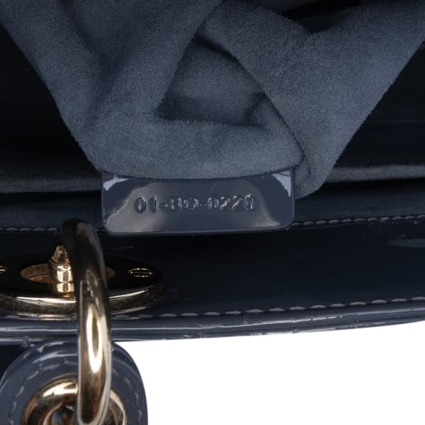 Pre-owned Dior Medium Patent Cannage Lady Dior Blue