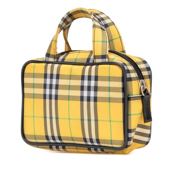 Pre-owned Burberry House Check Canvas Handbag Yellow